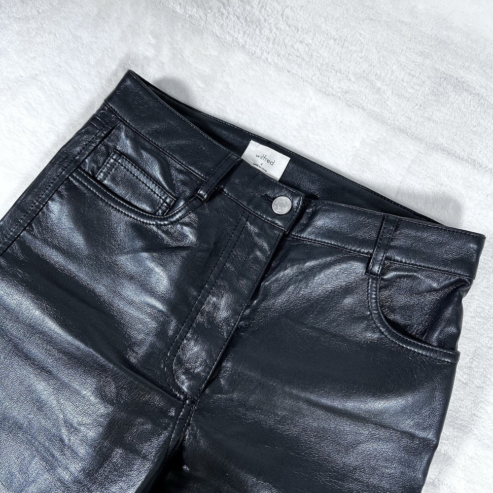Aritzia Wilfred Womens 4 Black Faux Leather Pants‎ Mobwife Goth Witchy Y2K